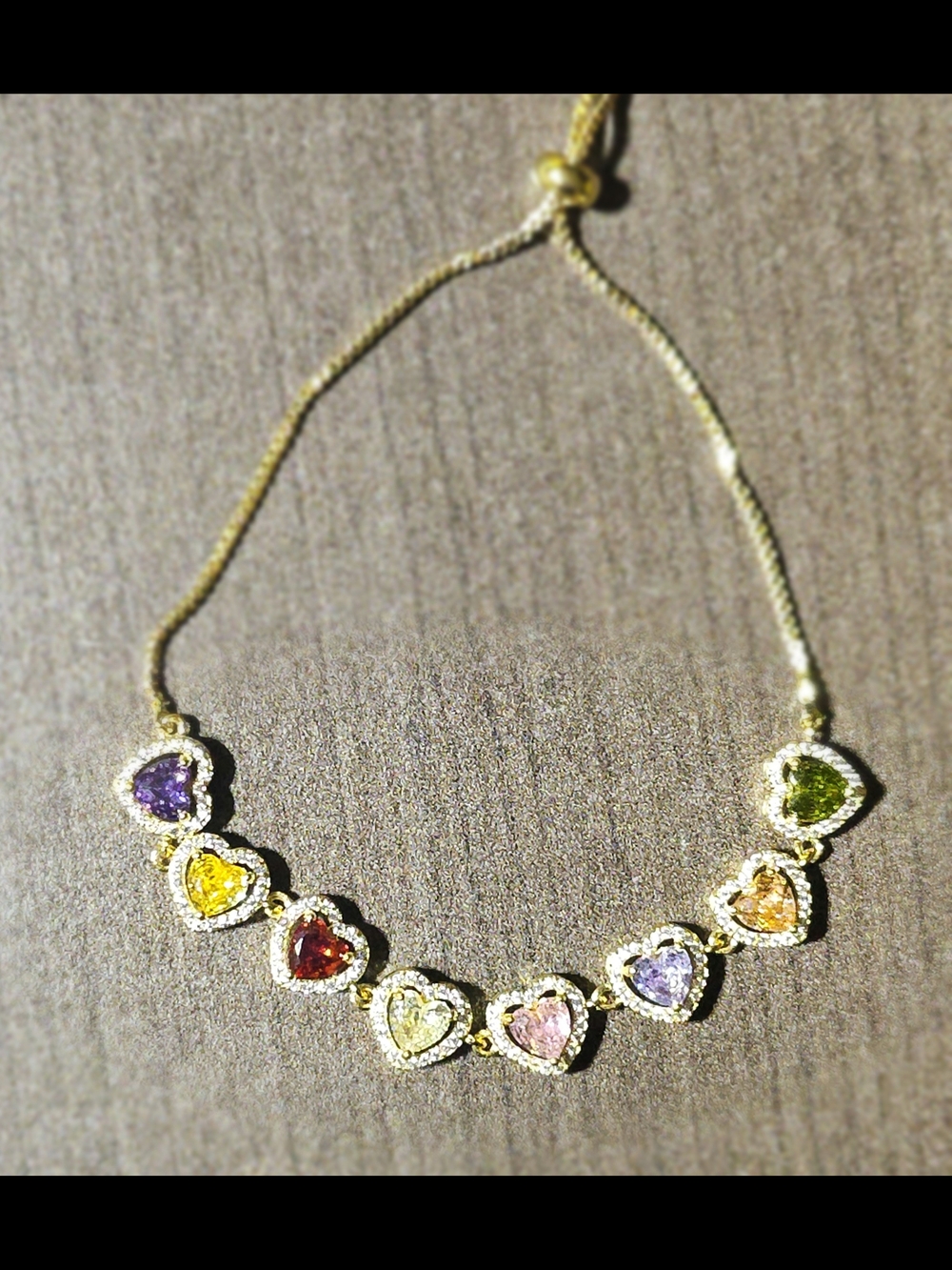 18k Gold Filled Multicolor Heart Stone Necklace - Brand Not Shown